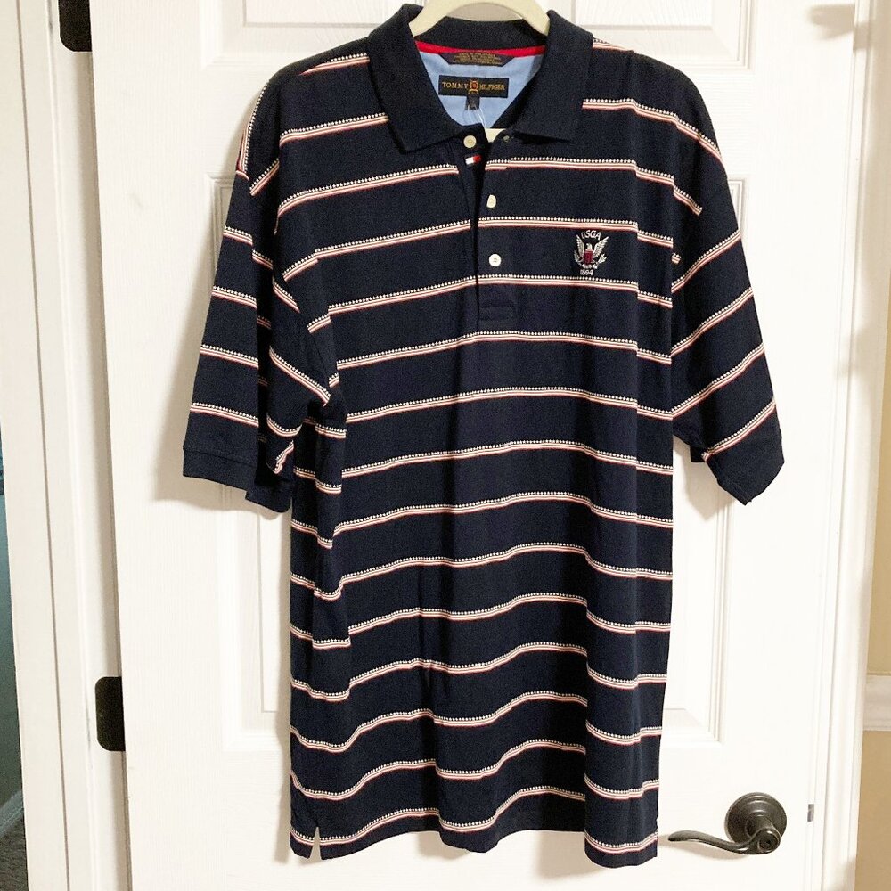 Tommy Hilfiger Striped Short Sleeve Polo USGA 100% Cotton NWT Size L